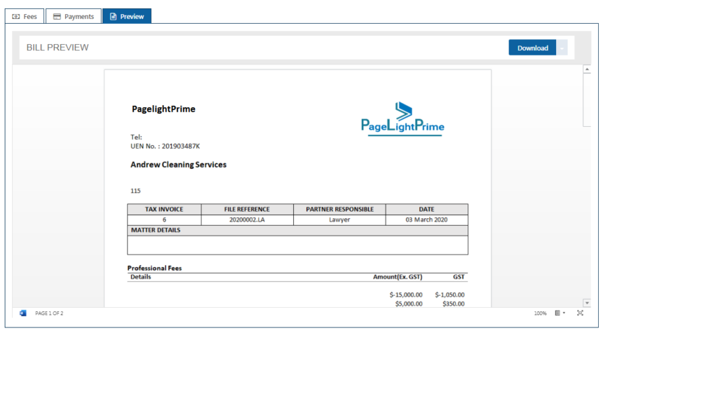 PagelightPrime Create Expenses