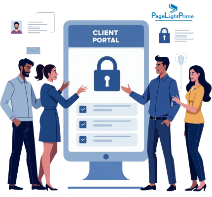 Secure client portal interface used by a modern law firm