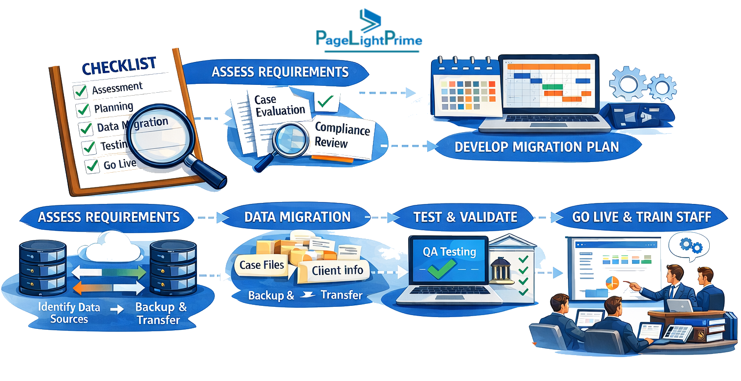 A legal professional using AI-powered document summarization tools within a new practice management platform.