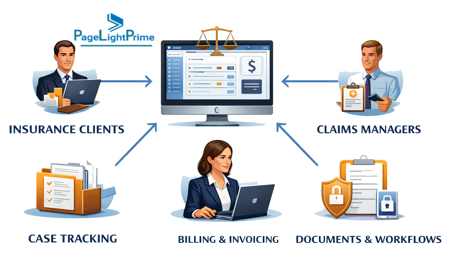 Secure document and communication tracking within insurance defense case management software.