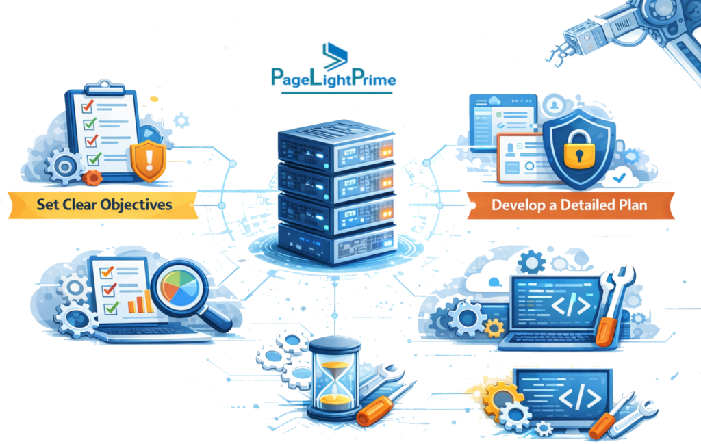technical and operational preparation checklist for a law firm migration, including data structure definition