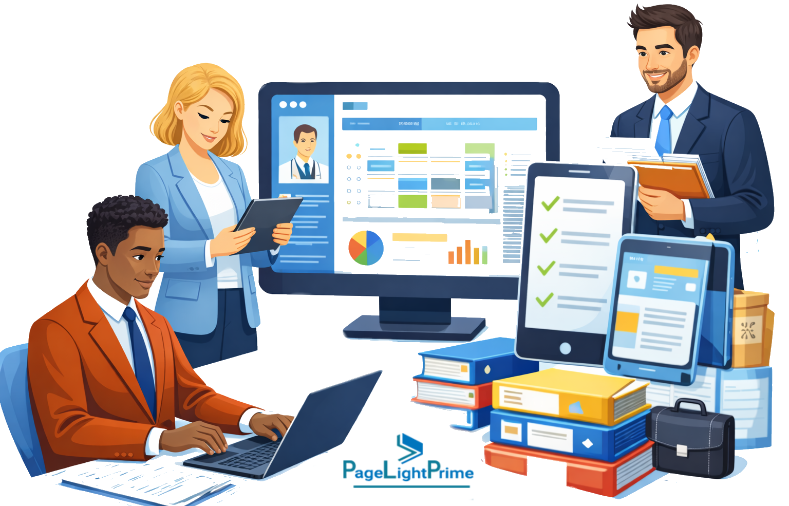 legal professionals using billing and compliance software with dashboards, documents, and devices highlighting LEDES and UTBMS compliance processes