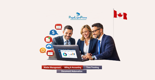 Legal practice management software dashboard used by Canadian law firms