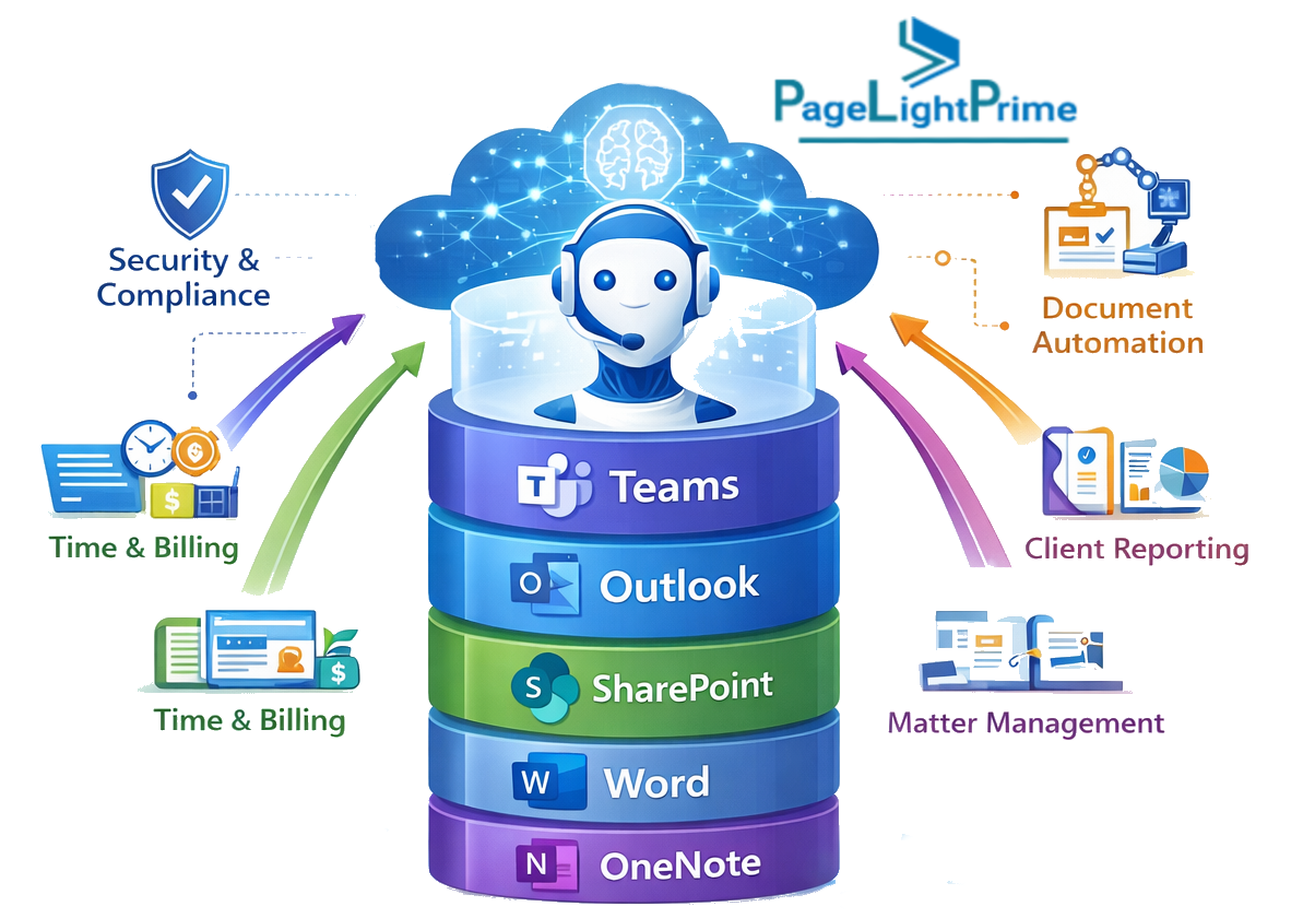 Microsoft 365 legal technology stack integrated with practice management software