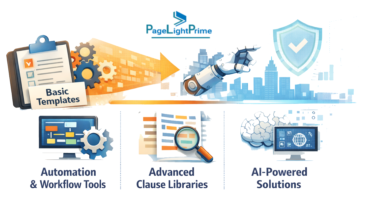 Legal workflow automation process illustrating document generation and approval steps
