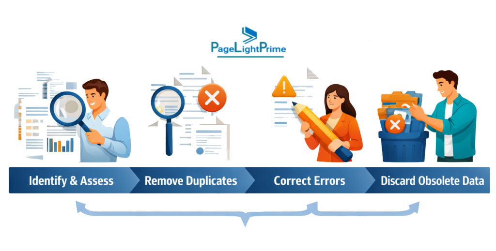 test migration, and staff training for transitioning to PageLightPrime, with professionals using digital tools and documents.