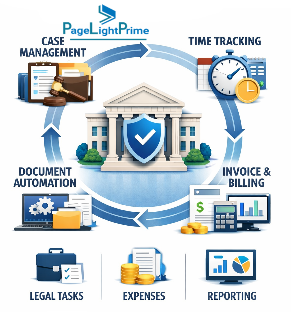Integrated time and expense tracking dashboard for accurate billing in insurance defense law firms.