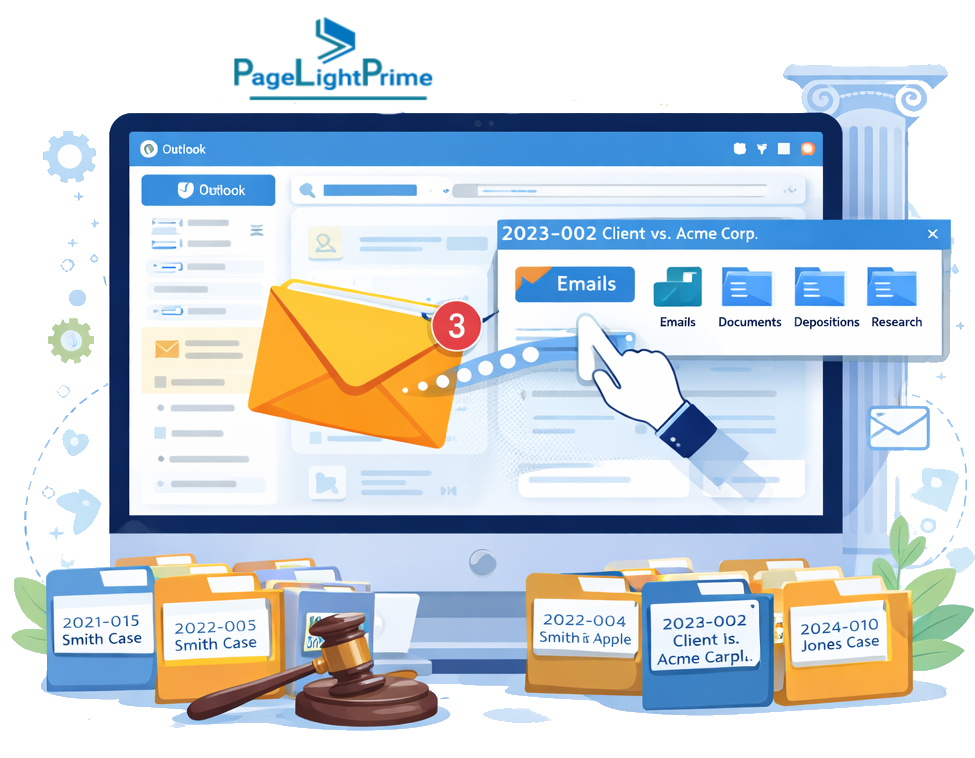 Email to matter filing workflow in legal email management software