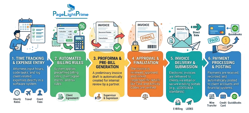 Legal operations integrated with accounting and billing systems