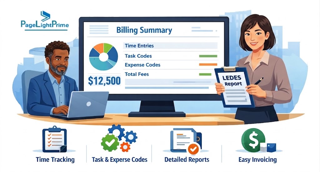 Diagram explaining matter-centric accounting in legal finance software