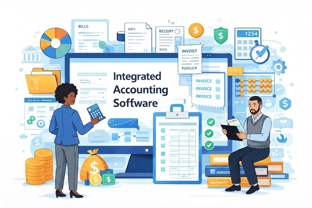 AI-powered matter-centric accounting for legal operations, showing legal professionals analyzing financial data