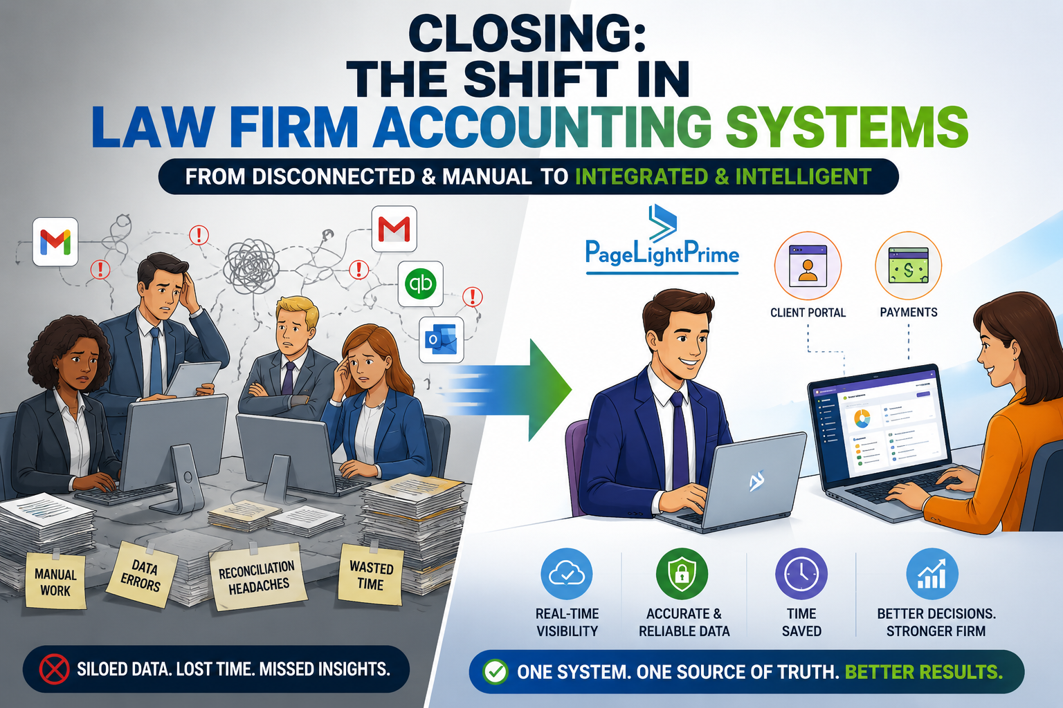 Integrated legal accounting workflow inside PageLightPrime platform