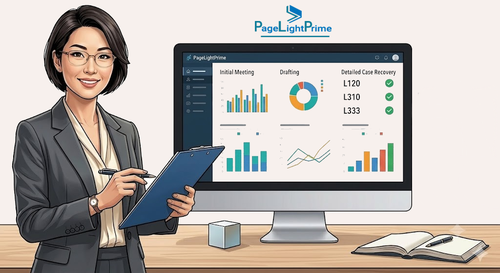 Legal accounting software dashboard showing trust accounting and billing metrics
