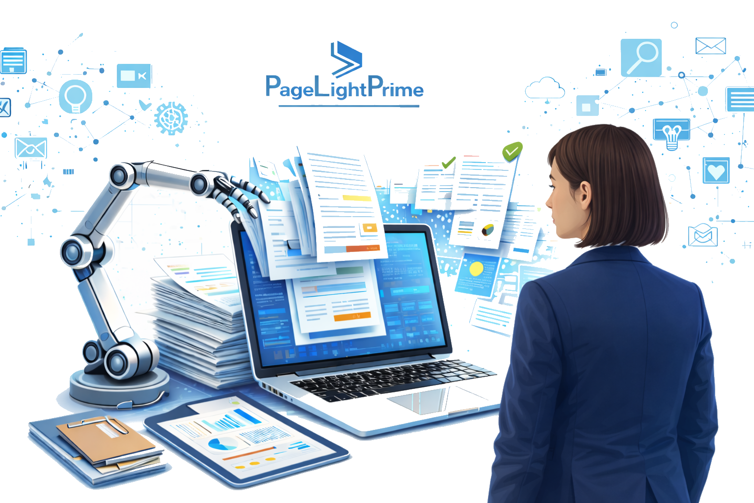 legal professional using PageLightPrime software beside a list of law firm accounting migratio