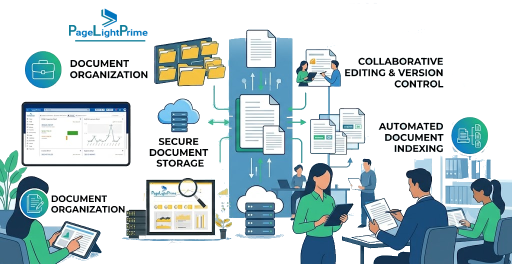 comparing Clio and PageLightPrime. It states that Clio provides document management through its own platform