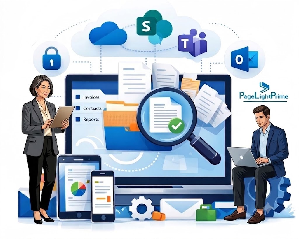 Comparison graphic titled "PageLightPrime vs iManage" highlighting iManage's strengths in enterprise document and knowledge management