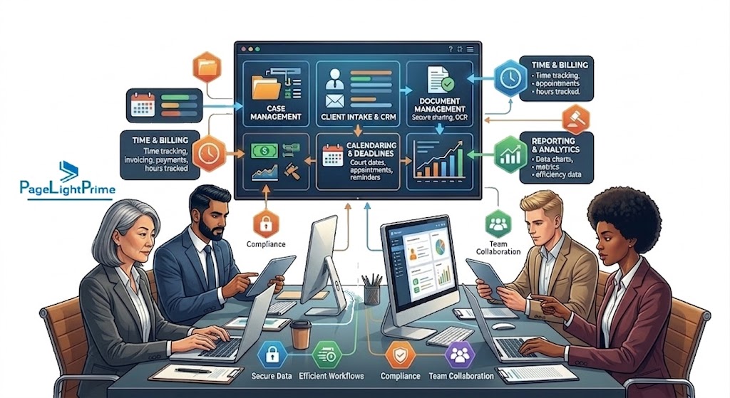 Legal professional using insurance defense software with case and compliance information