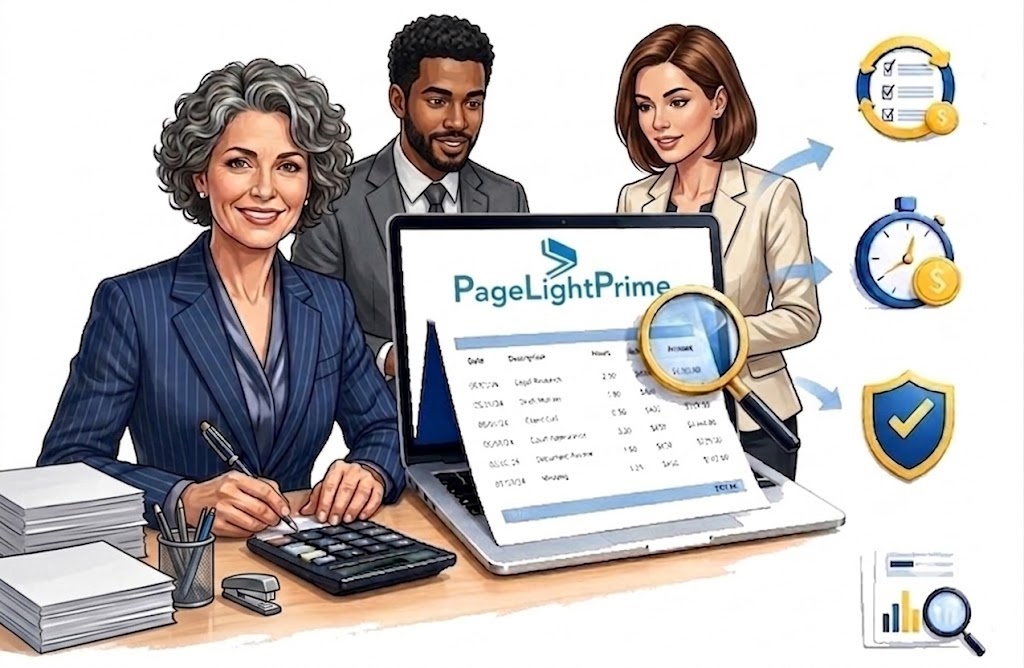 Case Study—Deposition Transcript Analysis, illustrating a legal team using technology