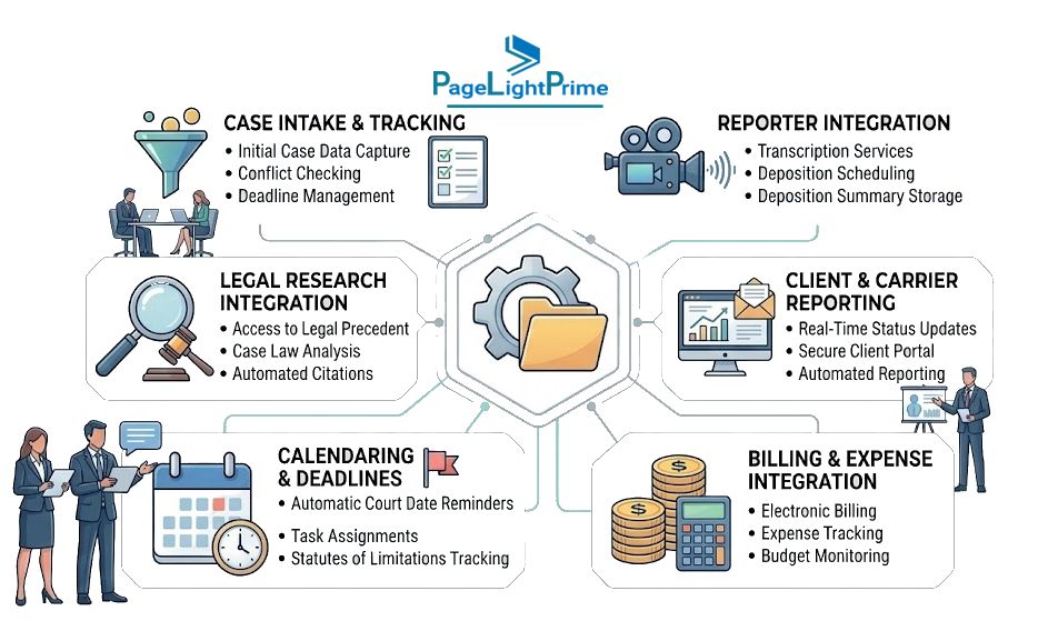 Insurance defense case management capabilities for parties, claims, coverage, counsel, budgets, and reporting