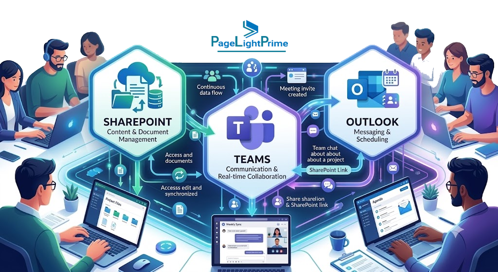 Microsoft Teams and Outlook integrated with SharePoint for legal document management and collaboration